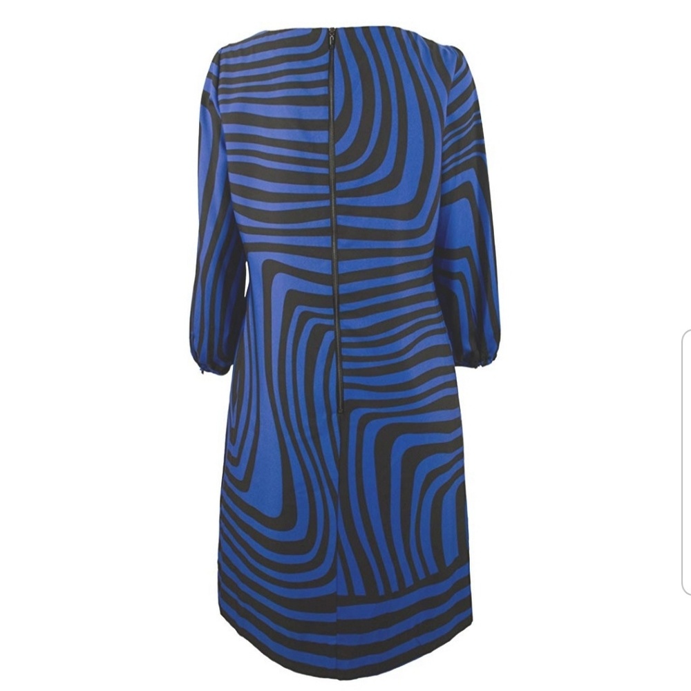 TAHARI BLUE AND BLACK DRESS - Picture 4 of 7